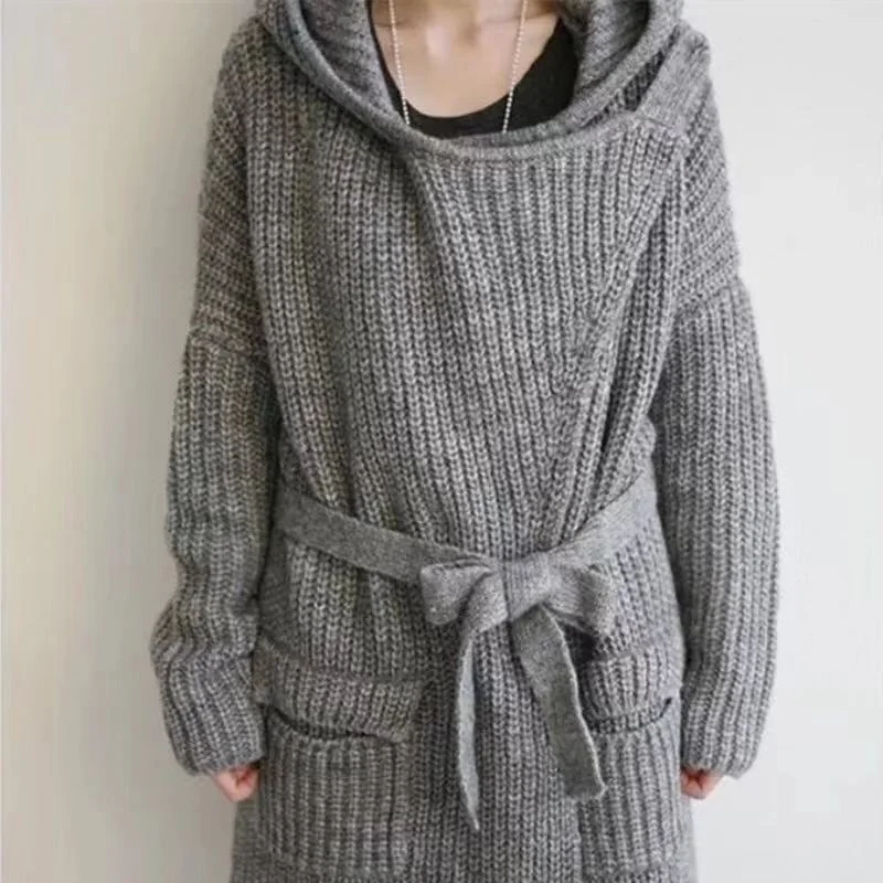 

Autumn and Winter New Women's Korean-style Hooded Belt