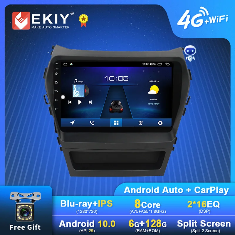 

EKIY S7T Android 10 Автомагнитола для Hyundai IX45 Santa Fe 2013-2017 GPS Navi 1280*720 IPS DSP Carplay мультимедийный плеер стерео