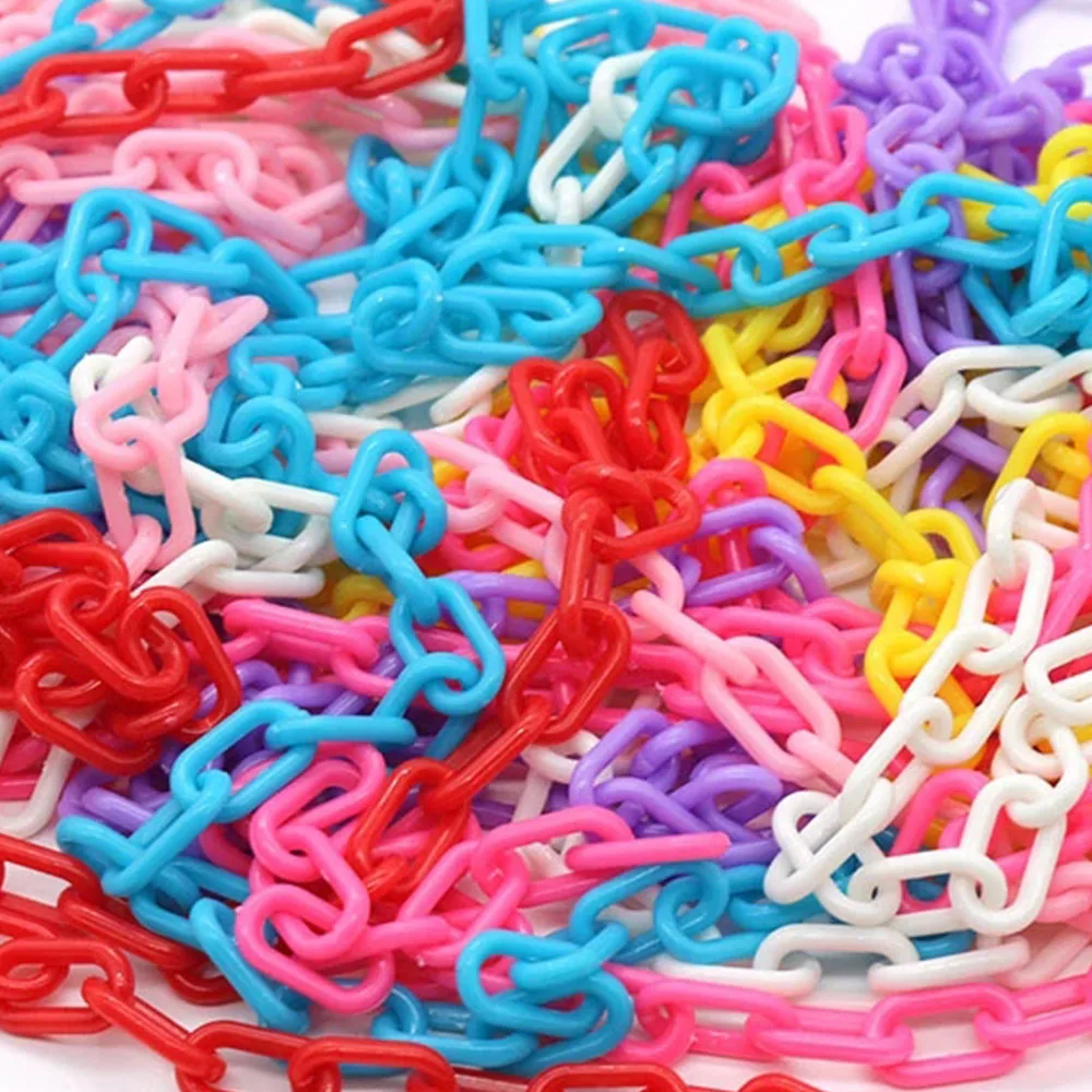 

50cmX10pcs Colorful Oblate Acrylic Long Chain Plastic Chain Link Connector For DIY Handmade Necklace Pendant Accessories 8*13mm