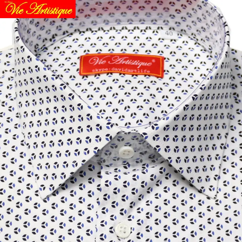 Рубашка мужская хлопковая с цветочным принтом деловая формальная Модная белая