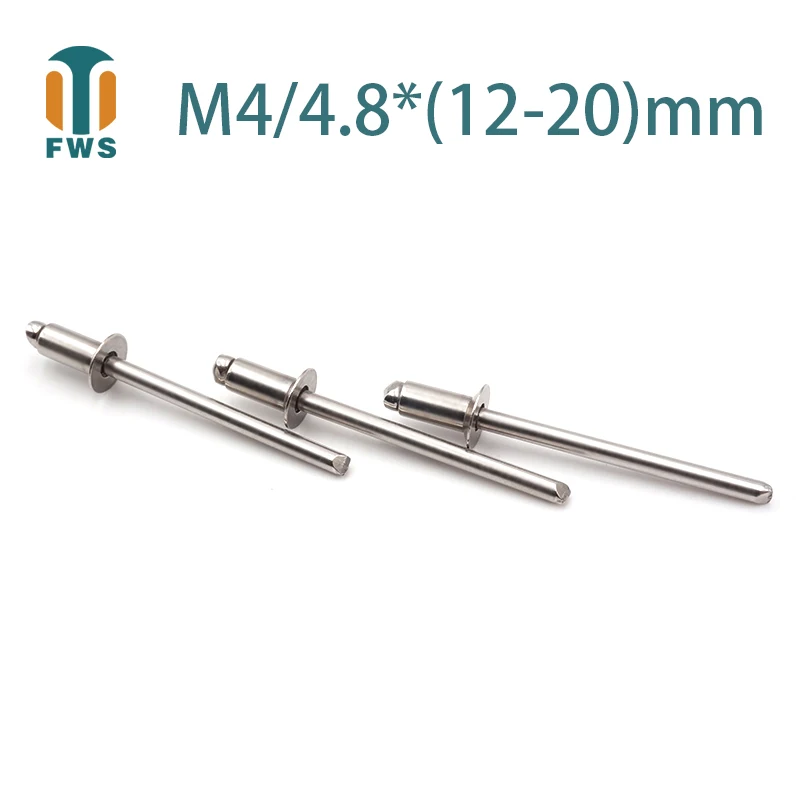 

10 PCS M4/M4.8*(12-20)mm Stainless Steel Countersunk Head Break Mandrel Blind Rivet Nail Pop Rivets for Furniture Car Aircraft