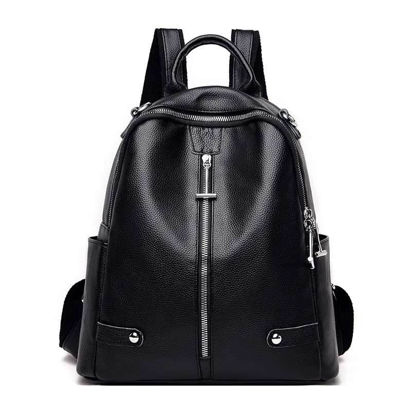 

Luxury fashion women's backpack women's bag high quality solid color leisure large capacity travel soft leather schoolbag