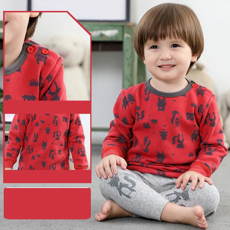 nanjiren Baby plus velvet warm clothes baby autumn and winter new underwear sets boys girls | Детская одежда и обувь