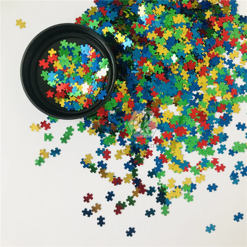 PrettyG 1 Box Colorful Puzzle Shape Glitter Sequins for Resin DIY Making Art Craft Nail Body Makeup Decoration Accessories BP-01 | Красота и