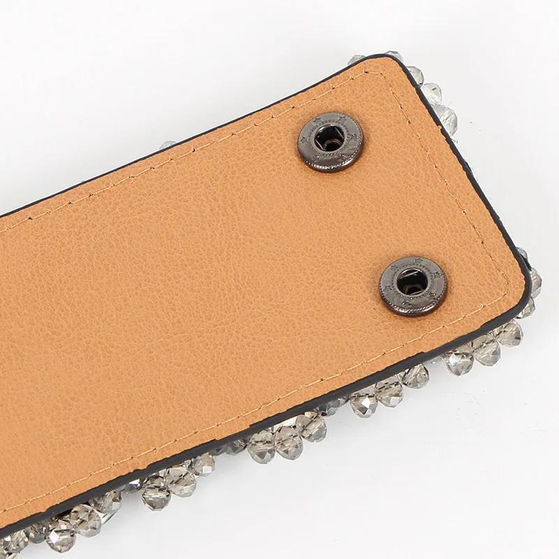 Kasure роскошный широкий пояс с большими кристаллами высокий эластичный камербанд