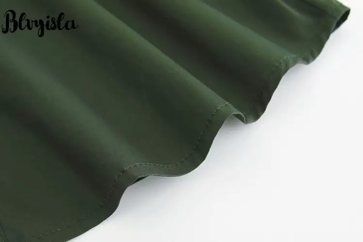 

Blvyisla New Ruffled Neck Long Sleeve Green Shirts Handsome Style Single-breasted Blouse Tops