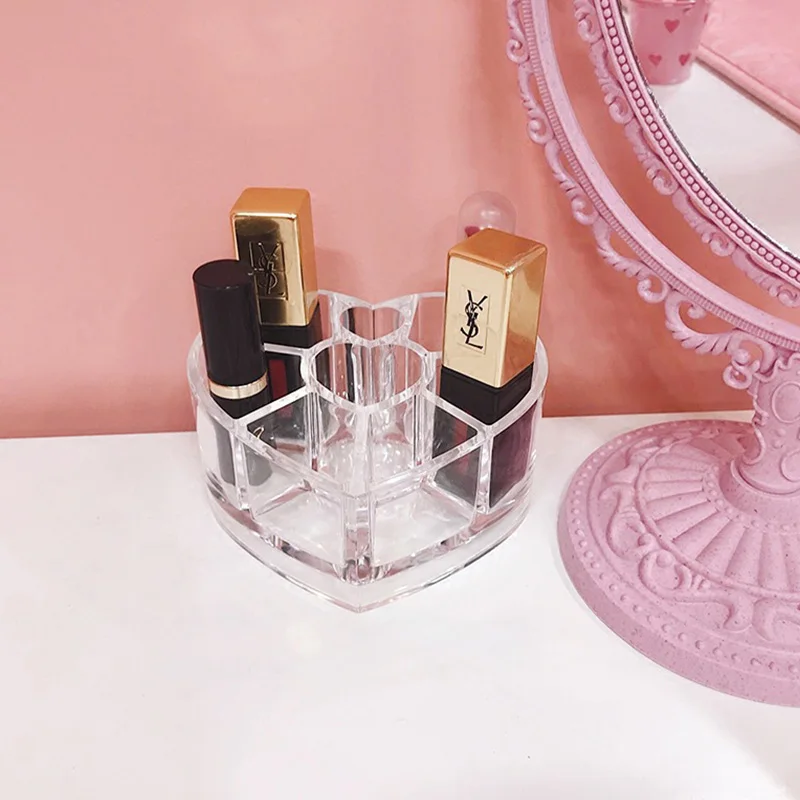 Красивая прозрачная косметичка в форме сердца органайзер для макияжа губная
