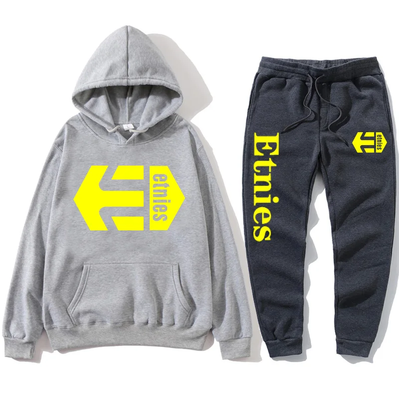 

etnies printed clothing women's fashion sportswear autumn and winter pure cotton pocket ladies hoodie jogging pants couple suit