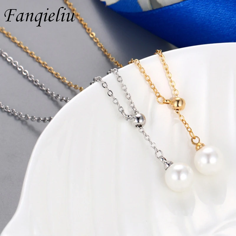 

Fanqieliu 925 Sterling Silver Necklace With Extend O-Chain Pearl Pendant Necklaces For Woman FQL21165