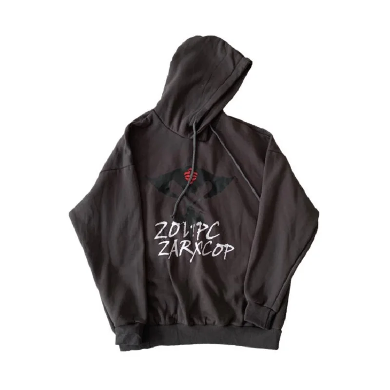 

2021 Autumn and Winter New ins Tide Brand Dark Black Street Harajuku monster Print Hooded Plus Velvet Men And Women