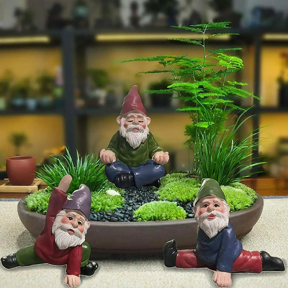 

4Pcs Resin Mini Drunk Gnome Dwarfs Yoga Gnomes Set Statue DIY For Desk Bonsai Decoration Cute Funny Sculpture Dec Garden Ou B1V1