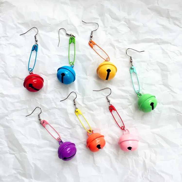 Colorful Lovely Bell Earrings Fun Funny Girl Ear Clip Fashion Pin Women Earrings Christmas Gifts Wholesale Gothic Jewelry