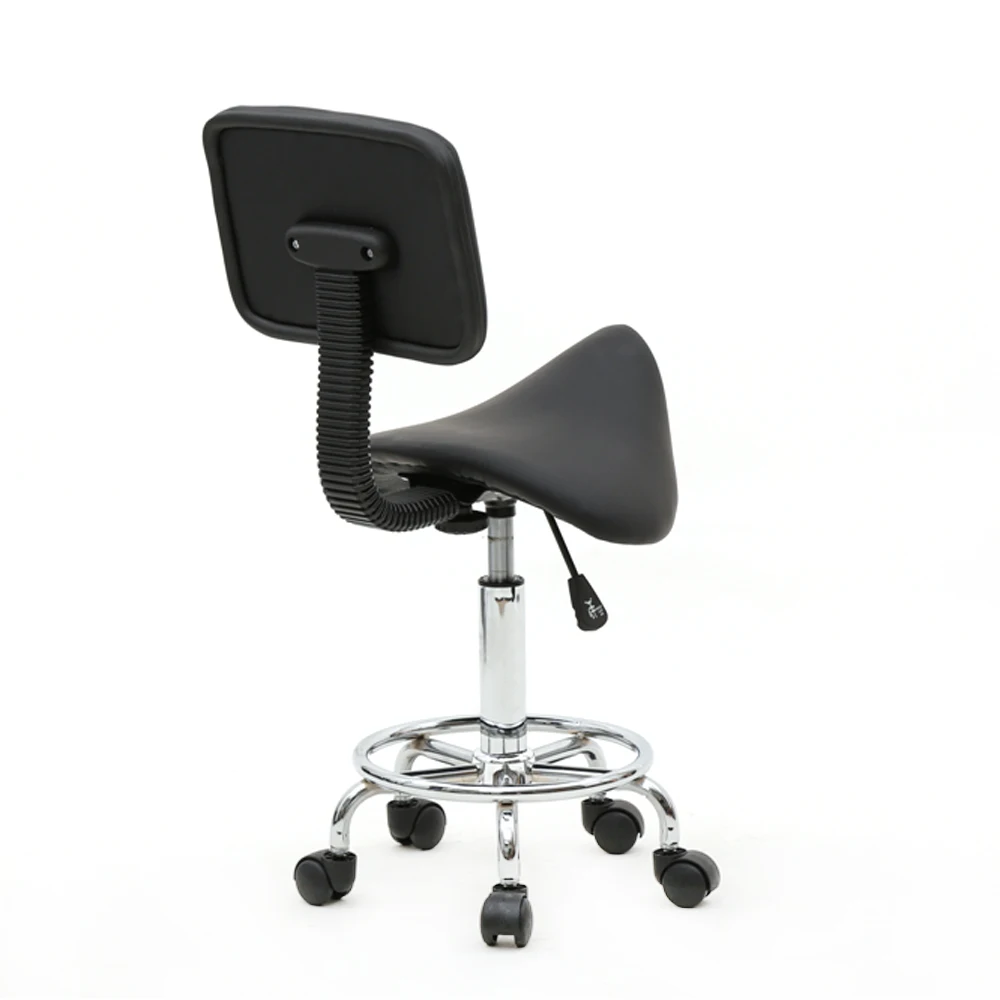 

BUYTOO Saddle Shape Adjustable Salon Stool with Back Black