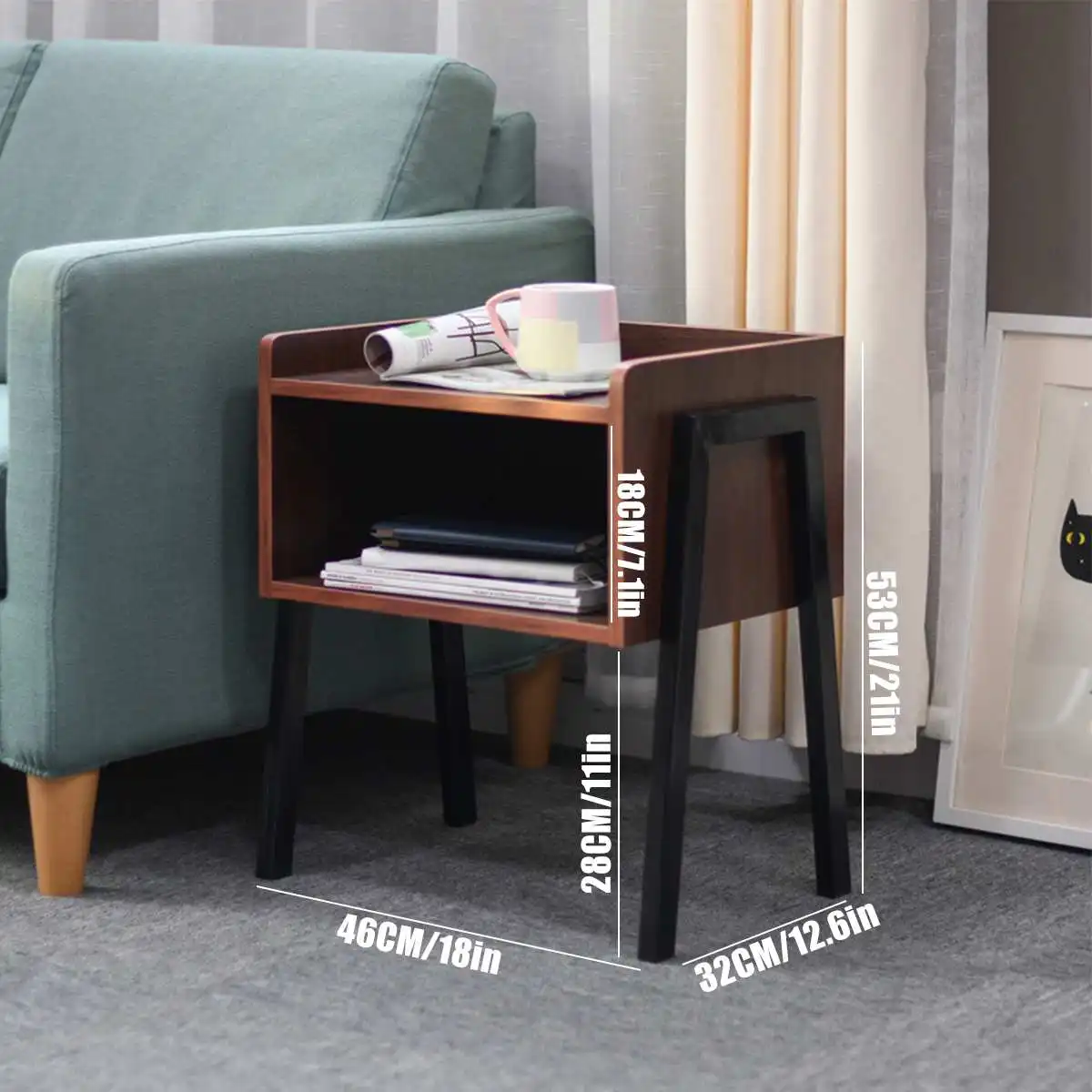 

32x53x46cm Industrial Retro Bedside Cabinet DIY Particleboard Painted Steel Tube Cabinet Elegant Bedroom Furniture Coffee Table