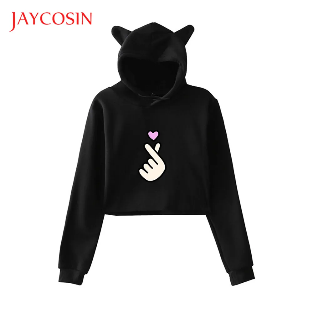 Jaycosin одежда мультфильм палец сердце Женская толстовка с капюшоном женская