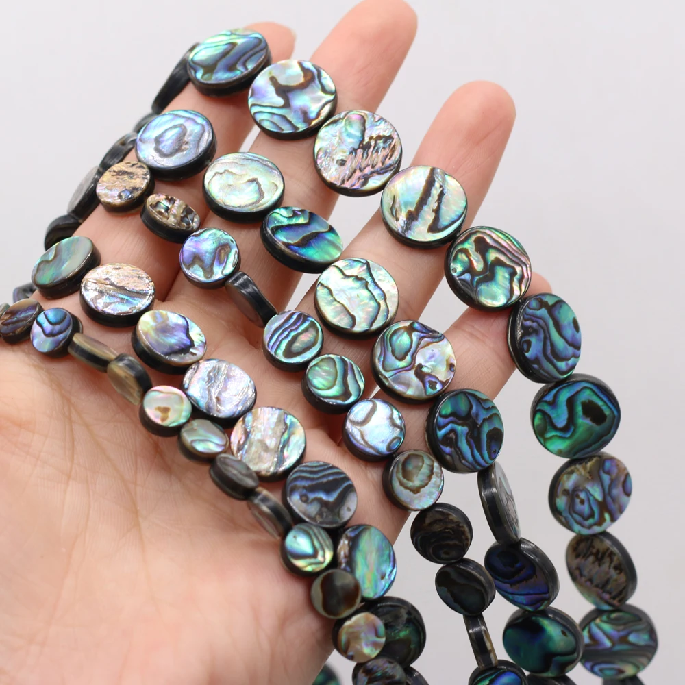 

3 Pcs Natural Abalone Shell Round Beaded Handmade Crafts DIY Cute Party Necklace Bracelet Jewelry Gift Bead Making for Women