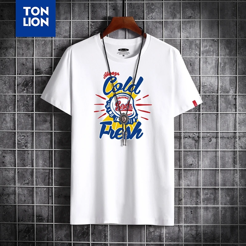 С модным принтом мужские футболки с длинными рукавами черно белые хлопковые