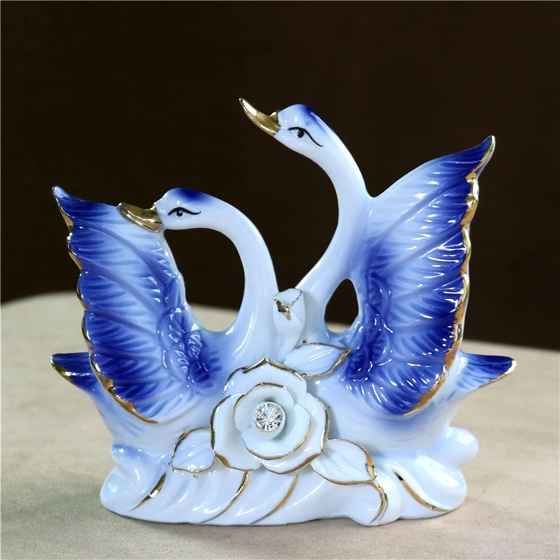 Романтическая фарфоровая парная Статуэтка лебедя керамические влюбленные