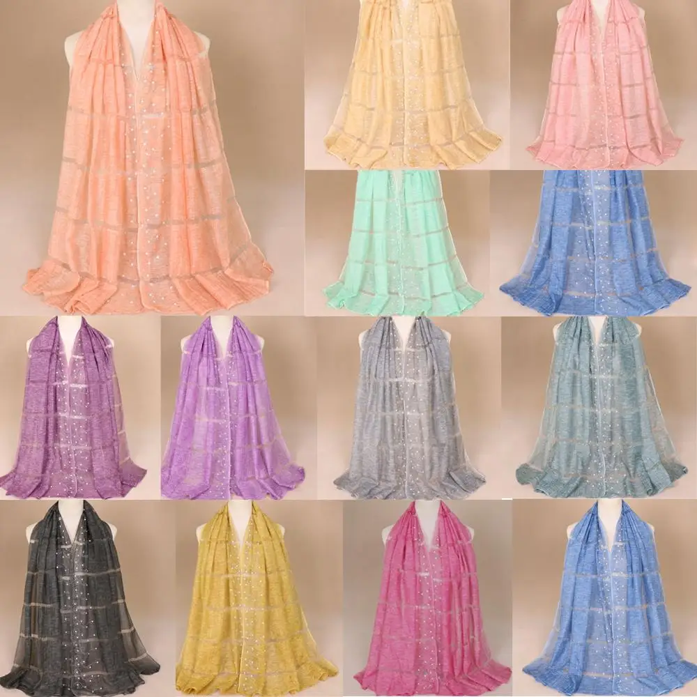 170*75 см женские мусульманские длинные Стразы хиджаб платок шарф накидка на голову