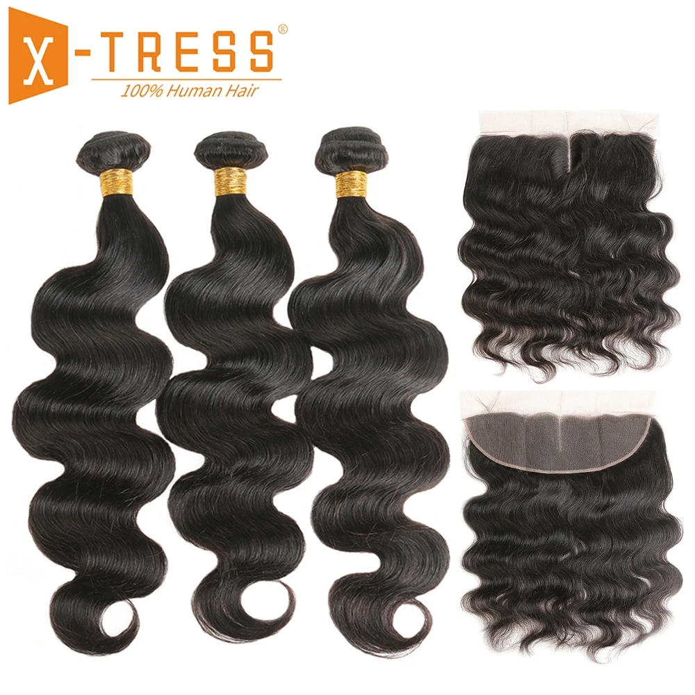 Бразильские волнистые волосы пряди с фронтальной реальной цветопередачей