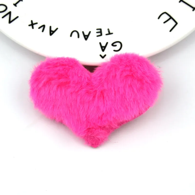 hot pink 7 шт., 5*6,5 см, пушистый фетр в форме сердца, мягкая аппликация для детей, украшение для волос, заколка для волос, украшение для рукоделия, аксессуары - Цвет: hot pink