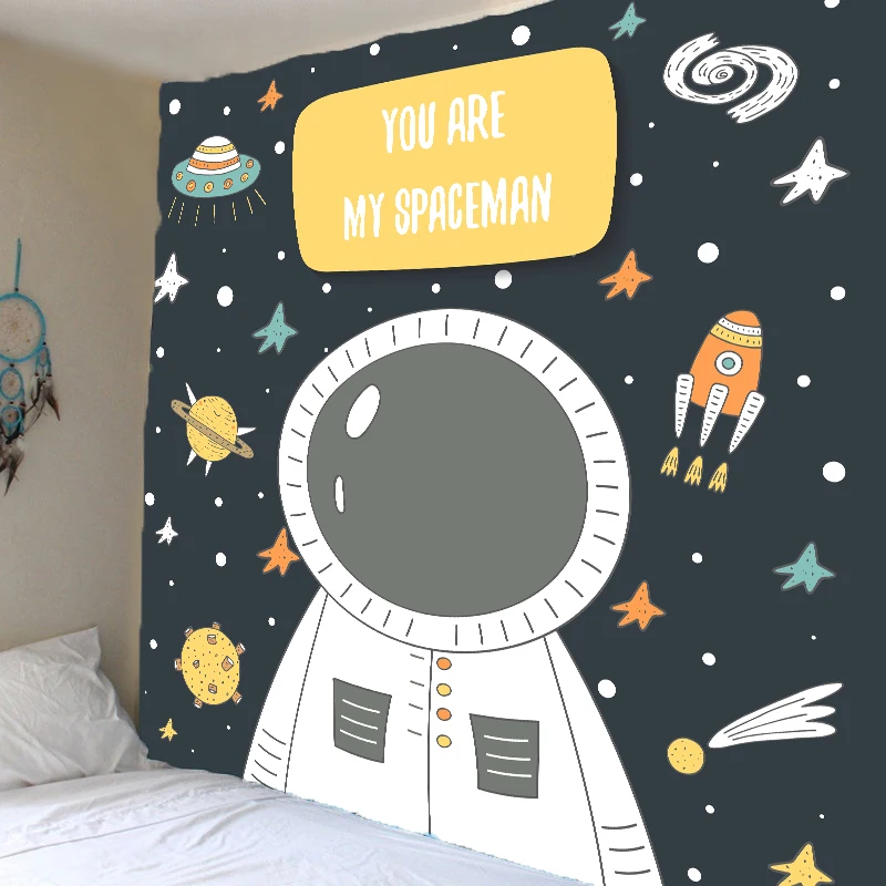 Гобелен &quotКосмонавт&quot Красивая мультяшная настенная психоделическая Луна и