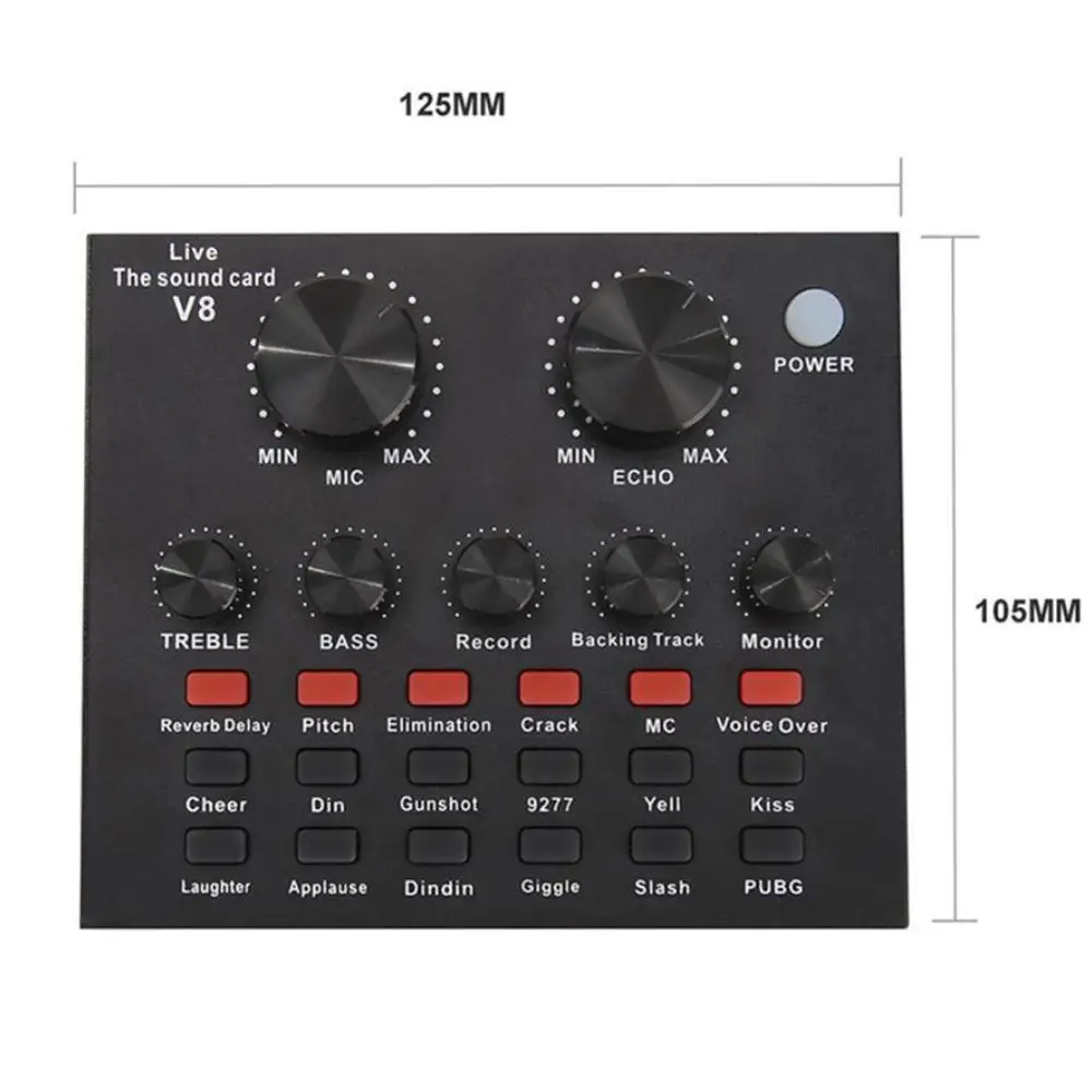 

V8 Sound Card Mixer Audio Interface External Streaming Card Sound PC Microphone Mixer Headset Broadcast For Computer USB W9H6