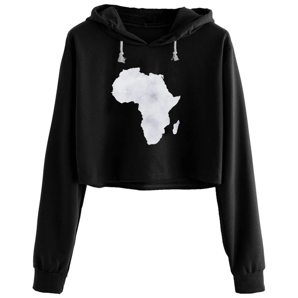 

African Safari Crop Hoodies Women Aesthetic Kpop Korean Y2k Pullover For Girls
