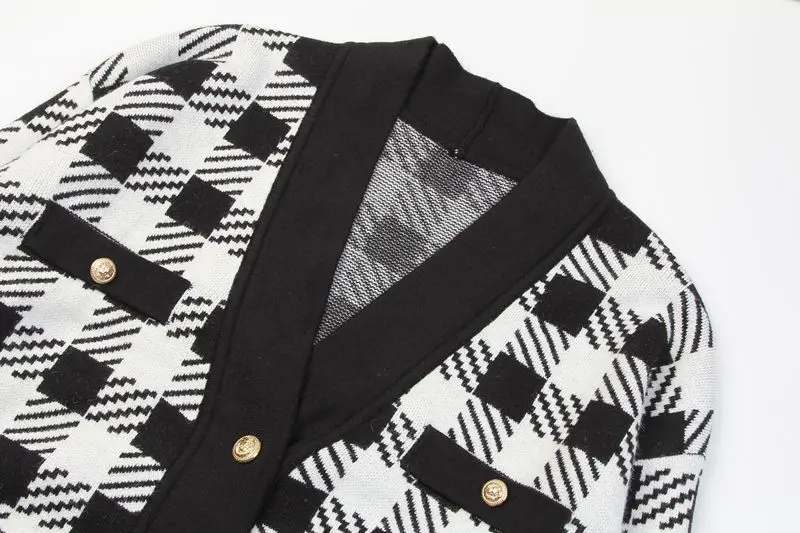 Светильник роскошный очаровательный черный и белый вязаный кардиган женский