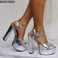 kolnoo new womens chunky heels sandals sexy platform peep toe summer evening club shoes large size 35 47 fashion sandals shoes