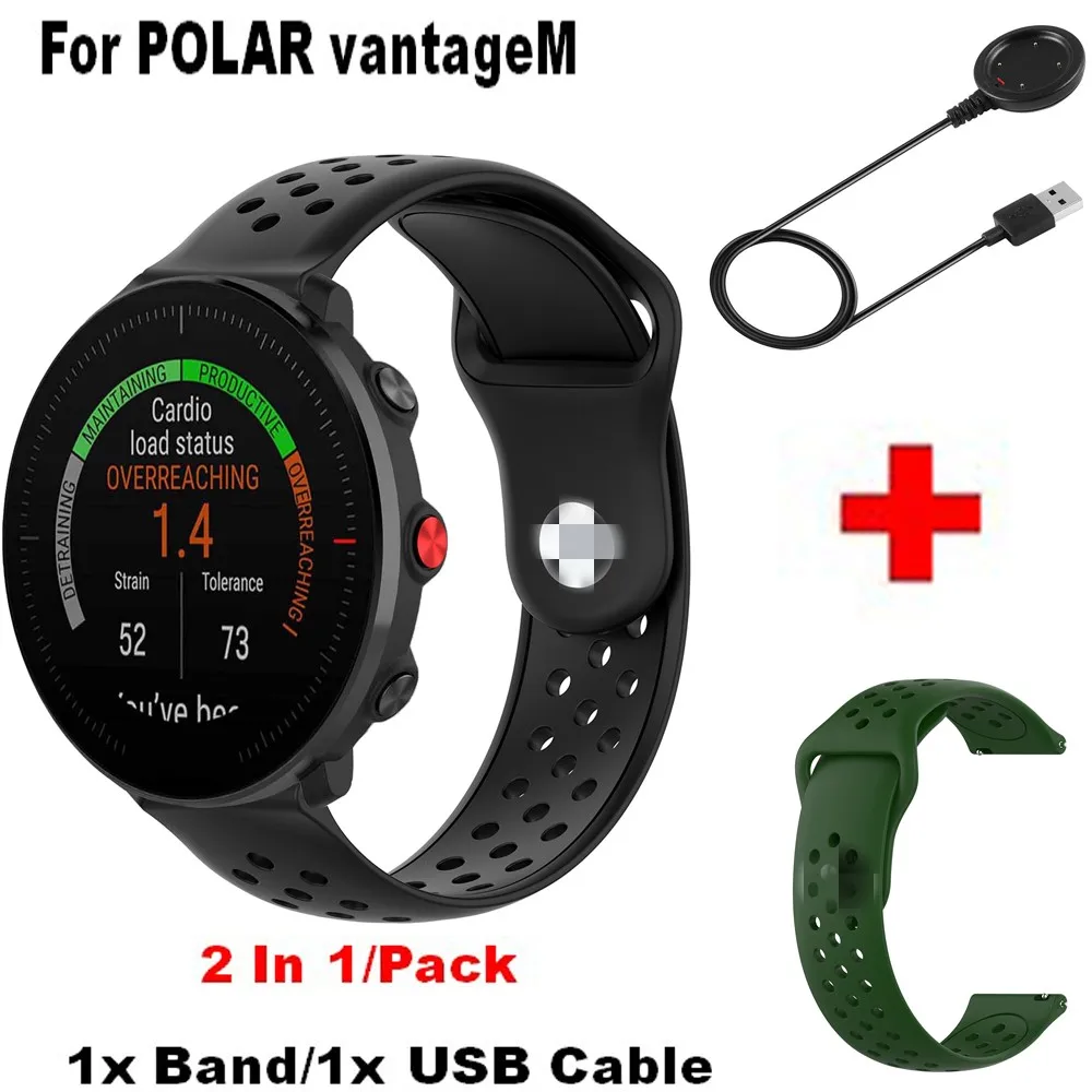 Силиконовый ремешок 2 в 1 для POLAR vantageM сменный USB кабель зарядки умный часов vantage M