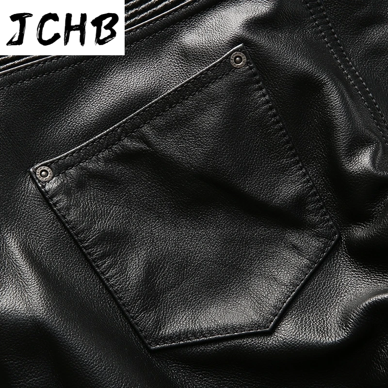 

Long Genuine Brand Male Profession Motorcycle Biker Trousers Slim Fit Cowskin Real Leather Protective Gear Pants
