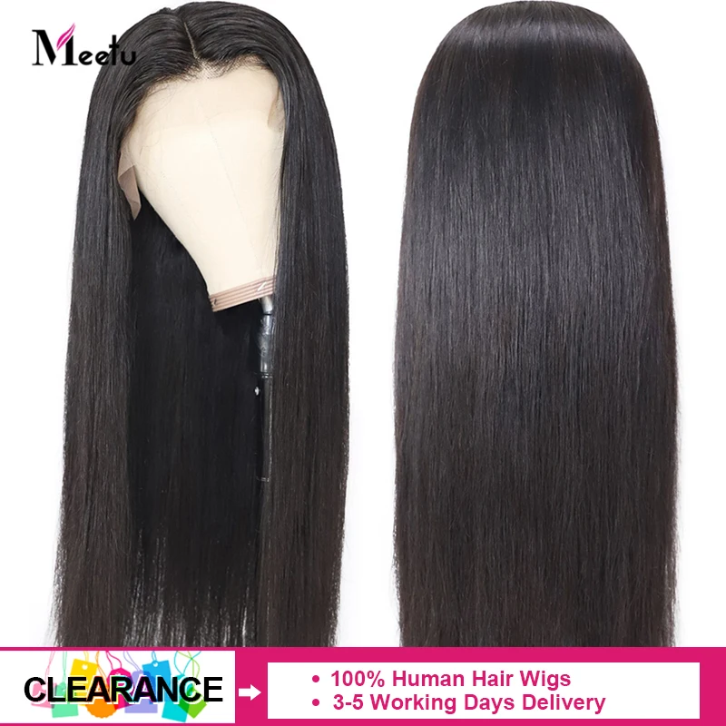 Meetu индийский прямой парик с волосами младенца 13x4 бесклеевой кружевной передний