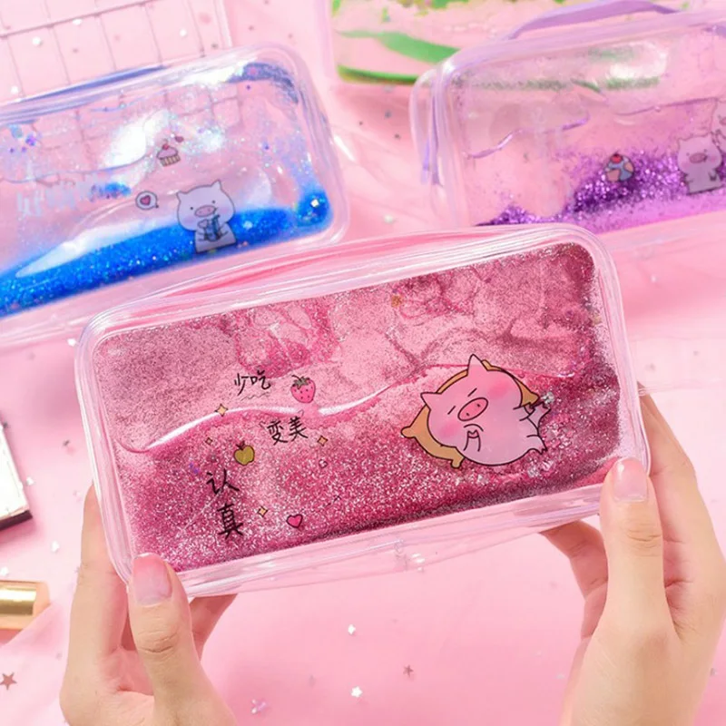 Милый прозрачный чехол-карандаш Kawaii Pig Oil Pen вместительная сумка-карандаш для