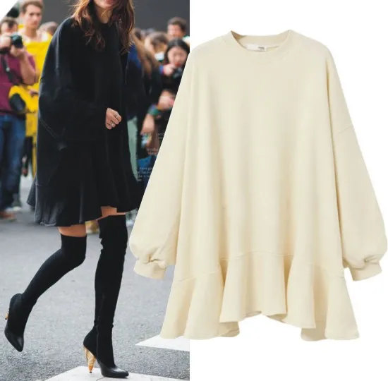 CMAZ Women Sweatshirts Dress 2019 Autumn New Fashion Batwing Sleeve Solid Dresses 1132 | Женская одежда