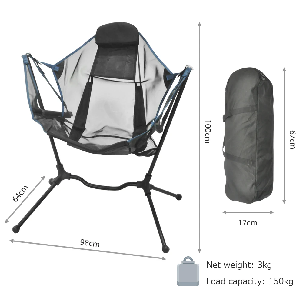 

2021 Hotsale Factory Price High Quality Outdoor Swinging Rocking Recliners Folding Camping Chair with Bag