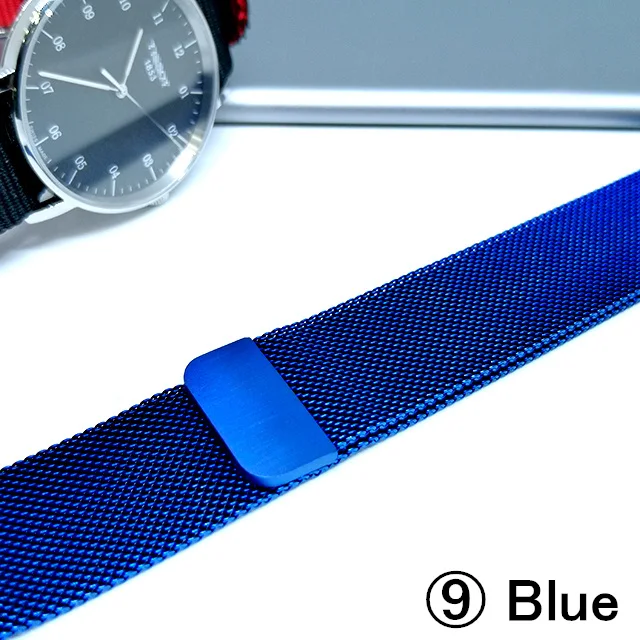 blue Миланский Браслет, Браслет Нержавеющая сталь ремешок для наручных часов Apple Watch серии 1/2/3, 42 мм, 38 мм, версия браслет ремешок для наручных часов iwatch серии 4 40 мм 44 мм - Цвет ремешка: blue