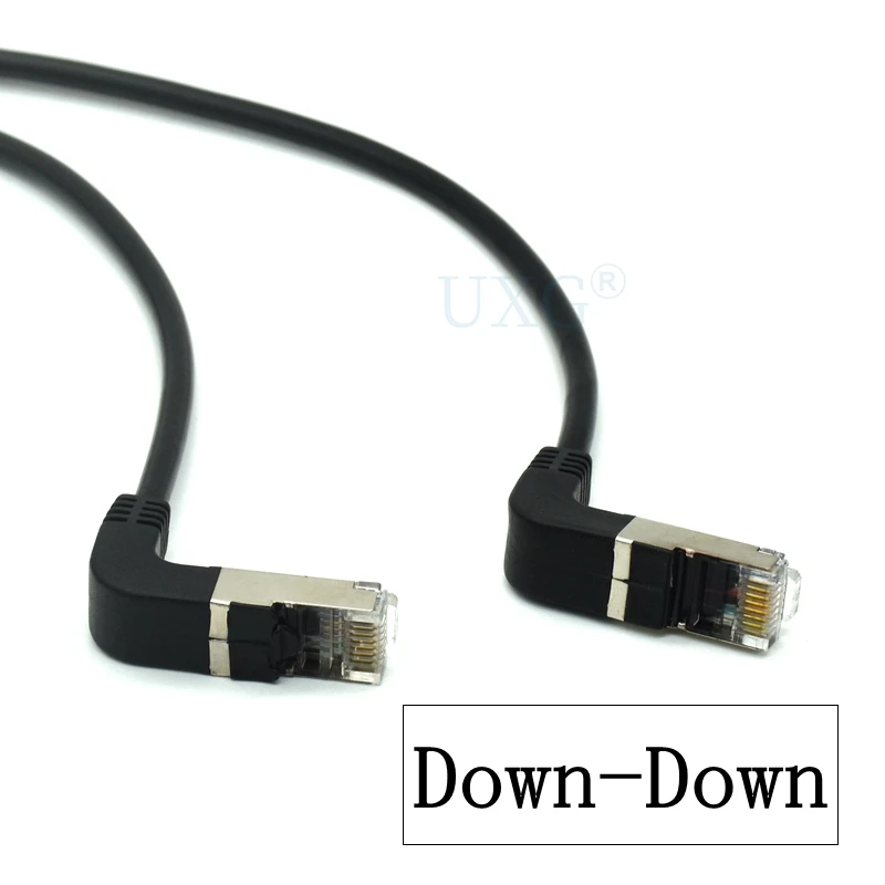 Двойной Угловой вверх под углом 90 градусов cat5e 8P8C FTP STP UTP Cat 5e Ethernet сетевой короткий