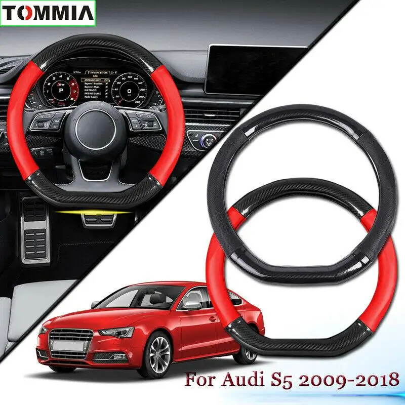 

Car Styling Carbon Fiber Leather Car Steering Wheel Cover For Audi S5 2009-2018
