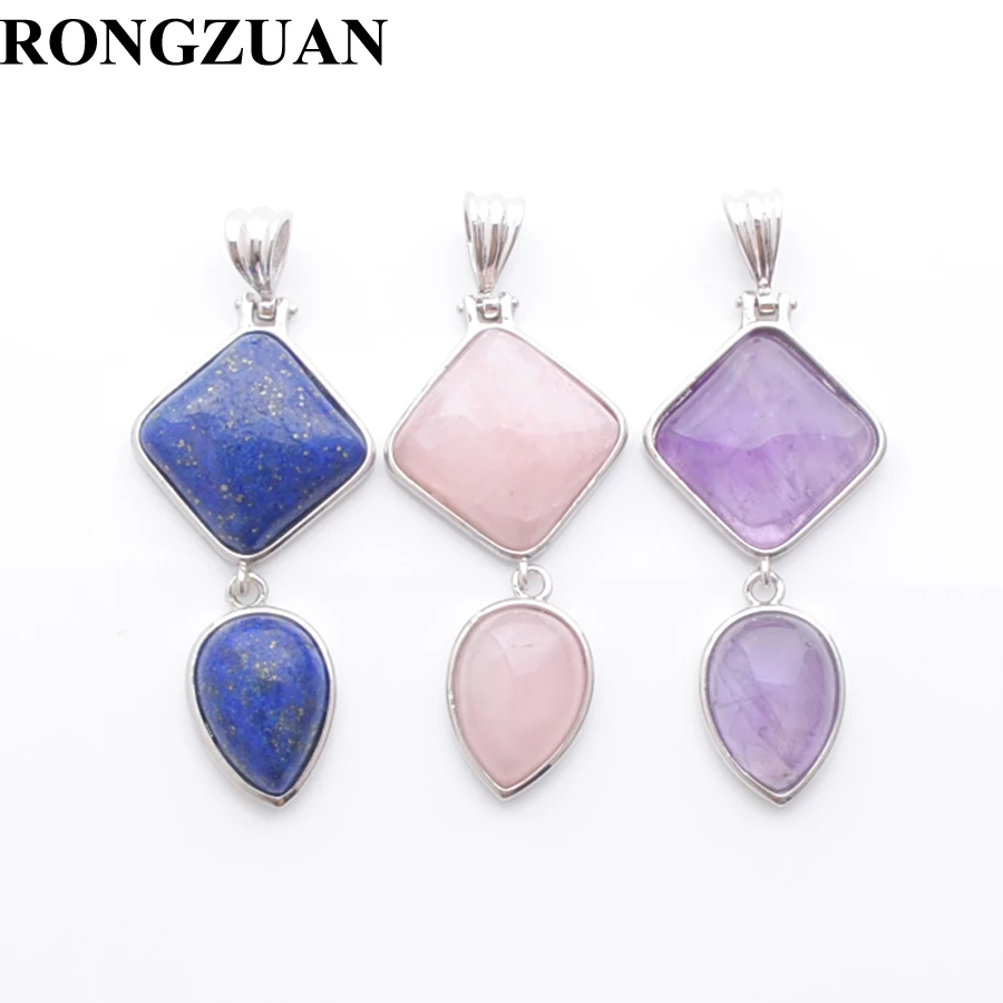 Кулон подвеска для ожерелья натуральный камень квадратная Каплевидная форма