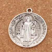 40pcs saint st benedict of nursia patron against evil cross medal charm beads 35x31mm zinc alloy pendant l1646