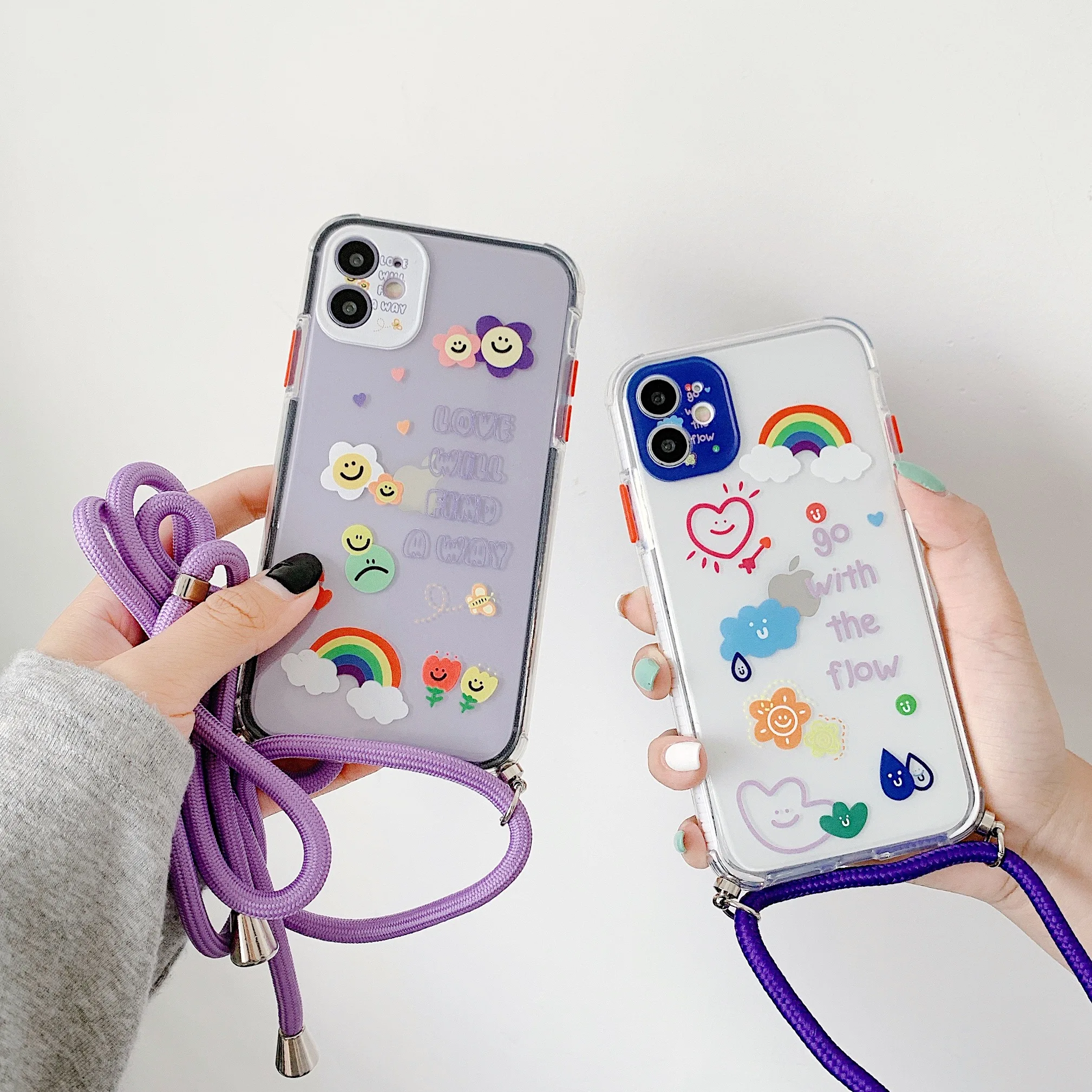 

Rainbow lanyard shell is suitable for iPhone7 8 iPhone7P 8P iPhoneX iPhoneXR iPhone XS MAX iPhone 11 iPhone 11 por iPhone11por m