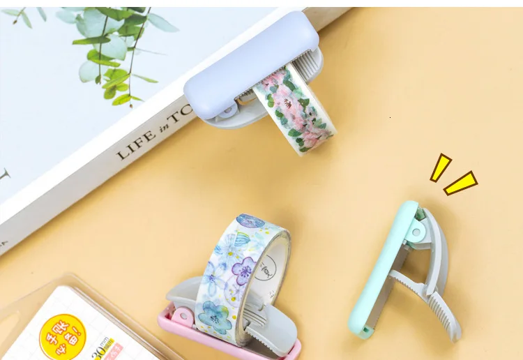1 шт. милые Креативные канцелярские мини-диспенсер для скотча Васи Kawaii портативный пластиковый офисный скотч резак школьные принадлежности