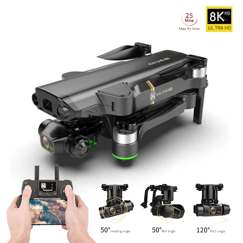 

Новинка 2021, Радиоуправляемый квадрокоптер KAI ONE Pro с GPS и HD-камерой 8K, 3-осевой карданный подвес, профессиональный бесщеточный складной Квадро...