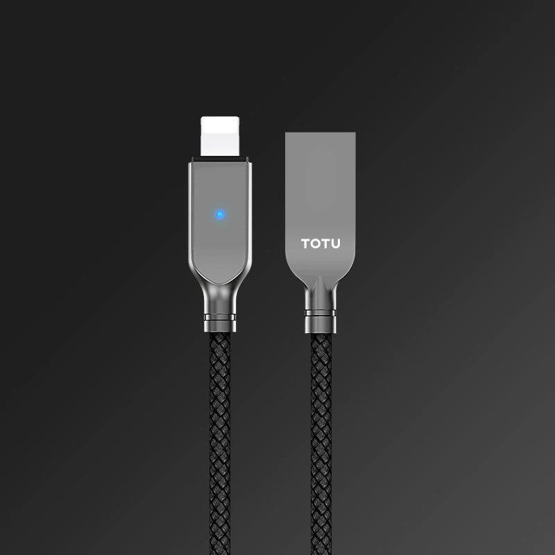 BLACK TOTU, популярный интеллектуальный usb-кабель для быстрой зарядки и отключения питания для Iphone Xs Max, зарядный кабель для Iphone X, 8, 7, 6 Plus, зарядное устройство - Цвет: BLACK