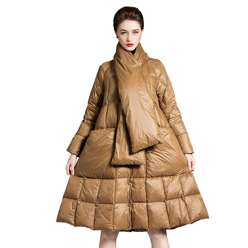 

Fashionable Women Winter Down Jacket 2022 New Elegant Down Coat Large Size Loose White Duck Down Warm Thick Overcoat Female G240
