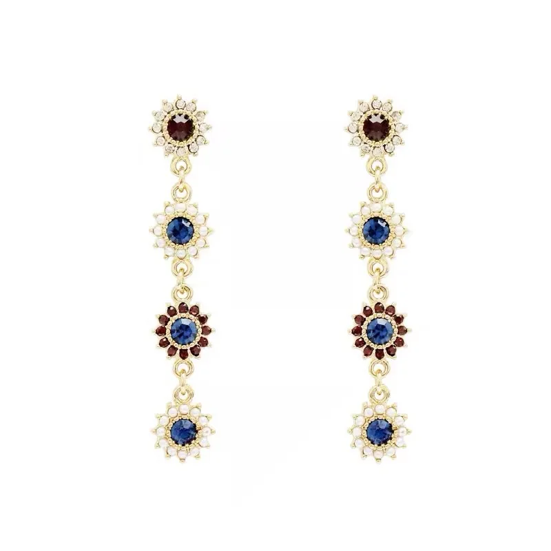 

Version of Luxury Retro Palace Exquisite Pearl and Gemstone Long Tassel Earrings Yanghua Temperament Earrings