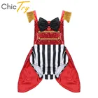 Комбинезон в полоску ChicTry для девочек, с блестками и бантом, для малышей, на день рождения, Хэллоуин, косплей, наряд мастера колец, цирковой костюм