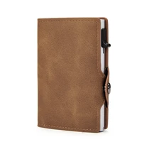 bisi goro business top pu leather casual short slim small wallert anti theft rfid men purse money coin card holder button style