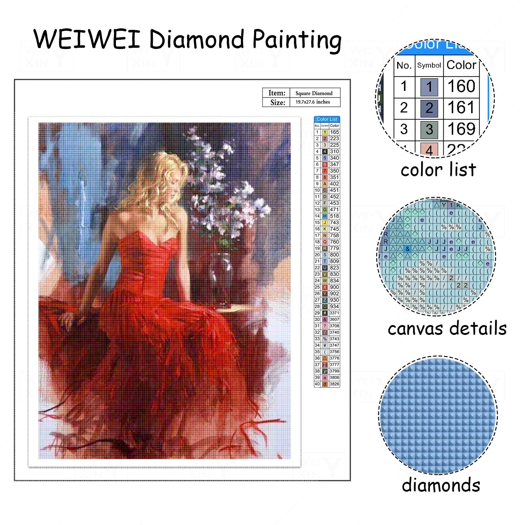 WEIWEI полноразмерная квадратная/круглая балерина сделай сам Алмазная мозаика